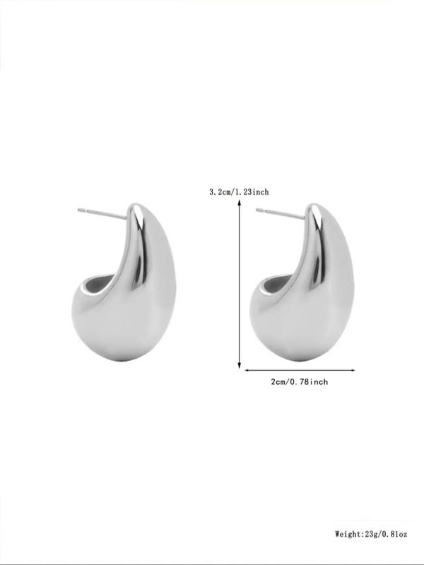 1 Pair Women's Simple Style Plain Color Hoop Earrings, Fashion Jewelry for Party, Daily Clothing Decor, Trendy All-match & Exquisite Jewelry for Birthday Gift 5