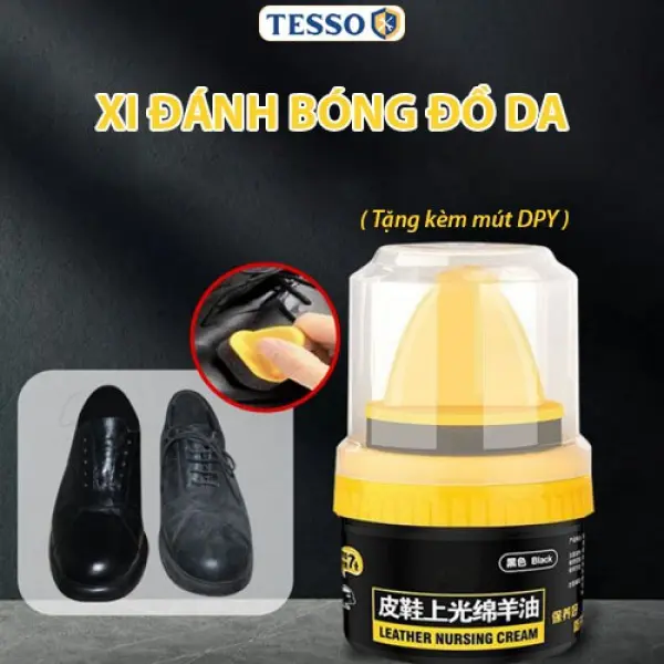 Xi Đánh Bóng Giày Da, Sửa Chữa Các Vết Bong Tróc Làm Bóng Nhanh Đồ Da, Xi Kem Dưỡng Bóng Đồ Da, Tặng Kèm Mút Tesso Shop