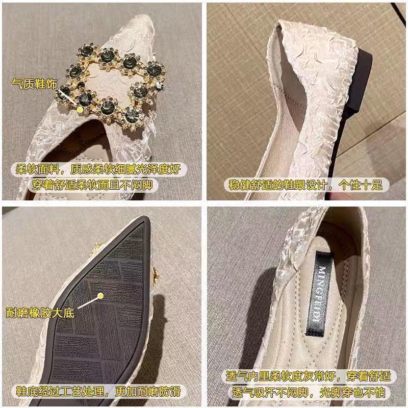 Giày Dễ Phối Đồ Đế Mềm, Cắt Thấp, Mũi Nhọn, Ngoại Cỡ, Bơm Phẳng, Phong Cách Wanwan Quý Cô Cổ Tích Nhẹ Nhàng, Hàng Mới Về Mùa Lò Xo 2024, Thích Hợp Cho Tất Cả Các Mùa 5