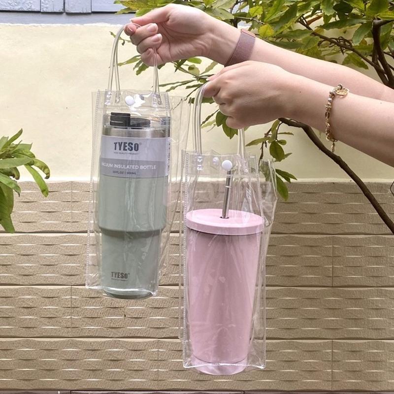 Túi nhựa đựnġ ly giữ nhiệt trong suốt có quai xách tiện lợi 4