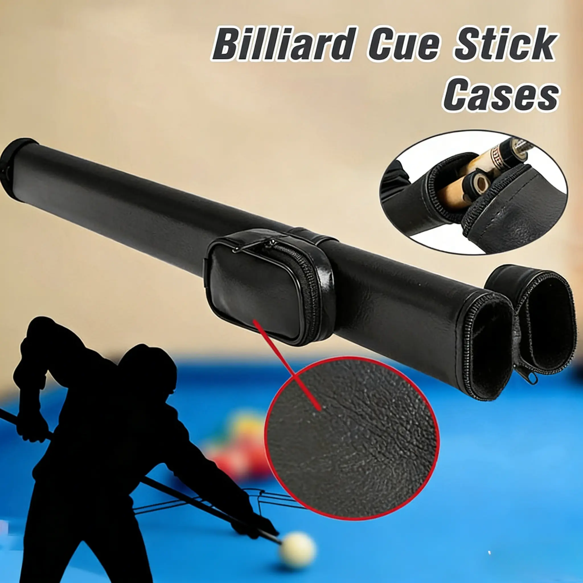 Billiard Single Cue Hard Case (1 Stick 2 Holes) | Black/White/Brown ...