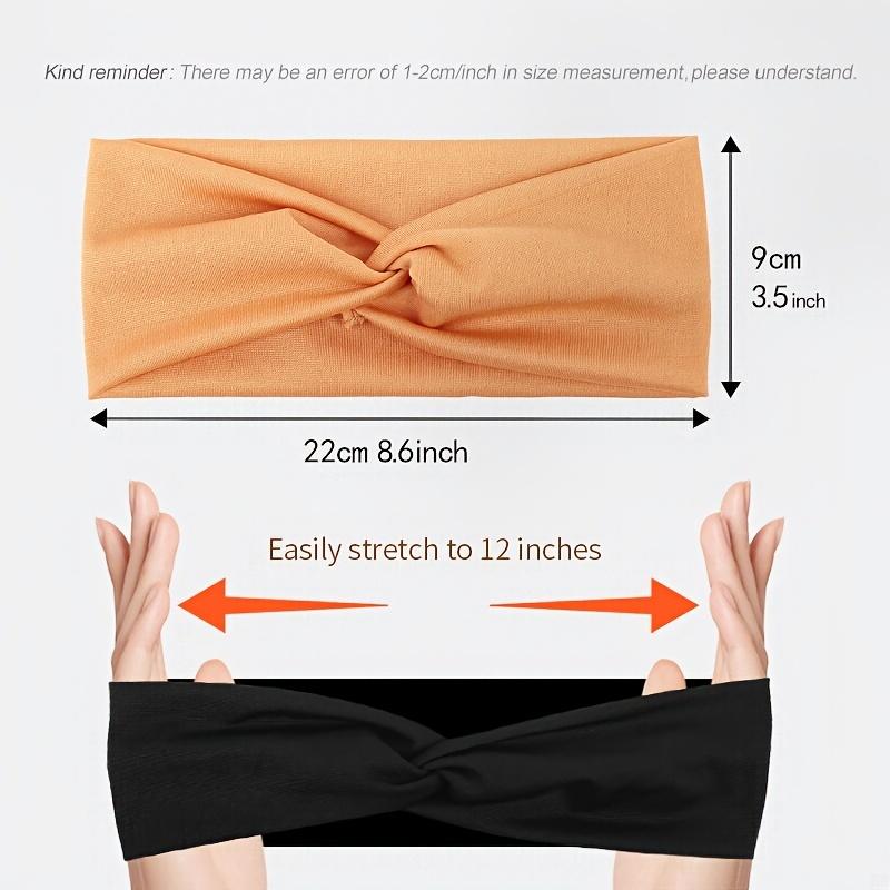 1pc Solid Color Elastic Head Band Knotted Head Wear Sweat Absorbent Hair Band For Yoga Gym Sport 1