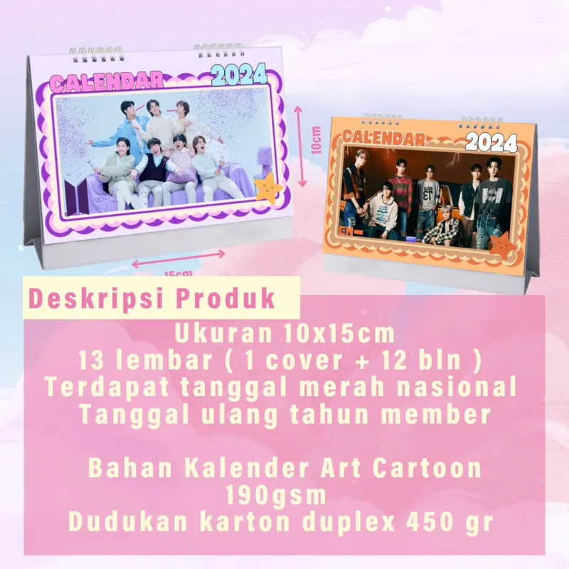 [ FREE PHOTOCARD ] Kalender 2024 kpop bts enhypen newjeans zb1 nct dream exo 2024 / Desk Calendar custom kalender 2024 kpop 1