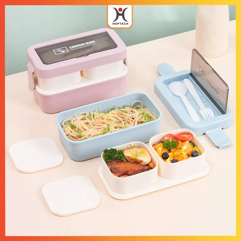 LUNCHBOX KOTAK MAKAN ANTI TUMPAH 2 SUSUN KOTAK BEKAL PREMIUM BPA FREE 0