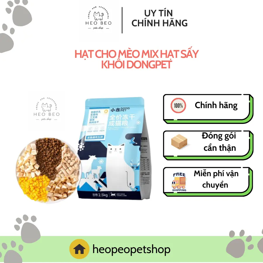 Hạt cho mèo mix cùng thịt sấy khô  topping