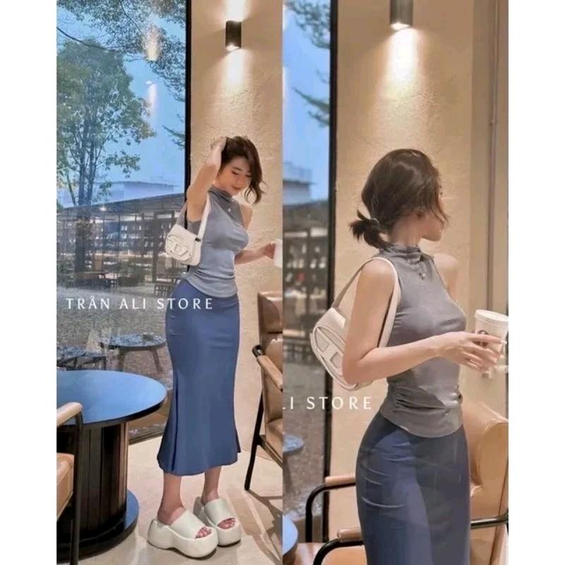 Sét Áo Cổ Lọ 3 Lỗ Chân Váy đuôi Cá dáng Dài( Chất Bao đẹp hàng về đợt nầy em làm chất lượng khách yên tâm ạ.. Có 3 Màu( Đen,Nâu,Xám 5