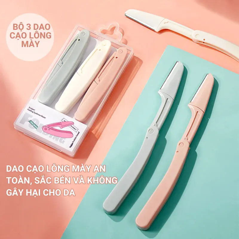 Bộ 3 Dao Cạo Lông Mày KIYE Đa Năng Dạng Gập An Toàn Dễ Sử Dụng 4