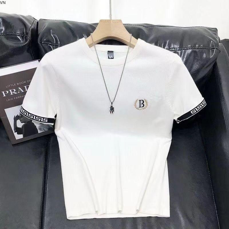 Áo Thun ngắn Tay Áo, Dành Cho Nam Giới, Chất Liệu Lụa Lạnh Phong Cách Hợp Xu hướng Ngoại Cỡ, Sang Trọng, Mỏng Vừa Vặn, Áo Sơ Mi Cơ Bản, Thích Hợp Cho Mùa Hè 3