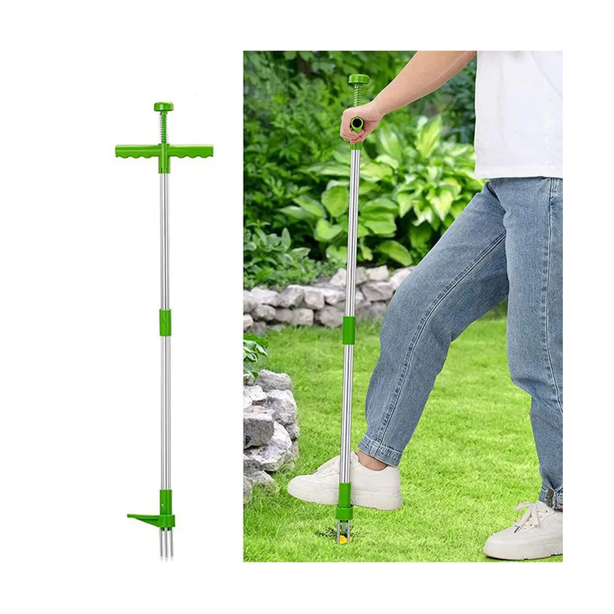 Weed Puller Tool Stand Up Weeder Manual Weeding Tool with Long Handle Stand Up Heavy Duty Garden Weeding Tool for Garden
