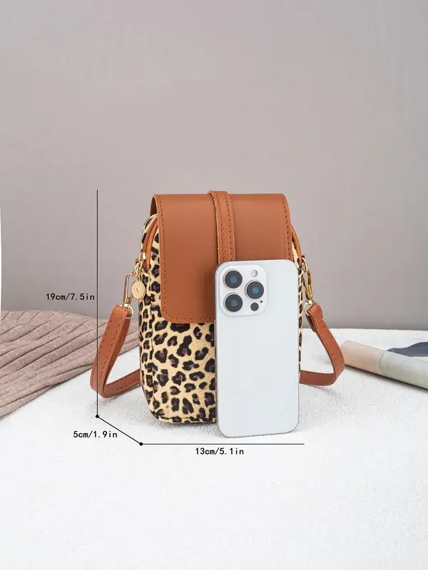 Fashion Leopard Pattern Crossbody Bag, Casual PU Leather Shoulder Bag for Women, Trendy Versatile High-quality Daily Commuting Bag, Girl Fashionable Bag 8