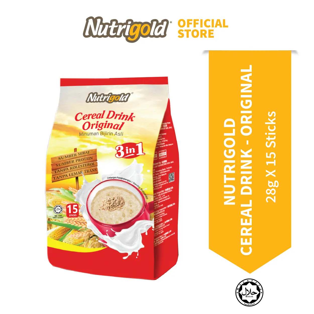 Nutrigold 3 in 1 Cereal Drink - 28/30g x 15 Sticks