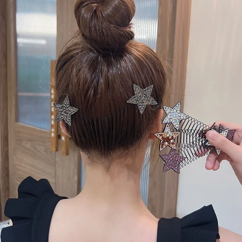 Lược Chải Tóc Con, Thiết Kế Ngôi Sao Ưa Nhìn, Tuyệt Vời Và Vô Hình, Sắp Xếp Tóc Con, Thích Hợp Cho Bé Gái, Vòng Cài Tóc, Lược Chải Tóc Women nữ đá bạc