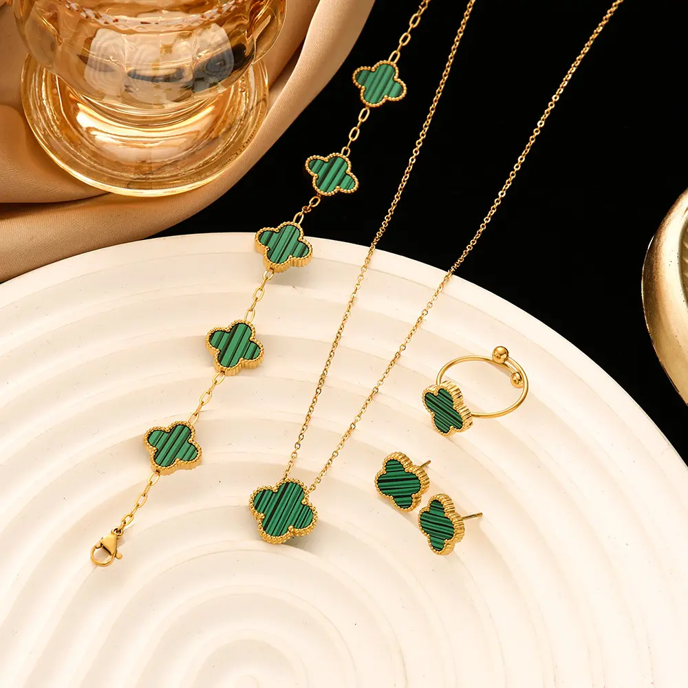 Vòng Tay Vòng Cổ Cỏ Bốn Lá, Thiết Kế Sang Trọng Giá Cả Phải Chăng Dành Cho Thời Trang Nữ, Dễ Phối Đồ, Thiết Kế Cao Cấp, Được Làm Bằng Thép Titan, Không Phai Màu, Trang Trí