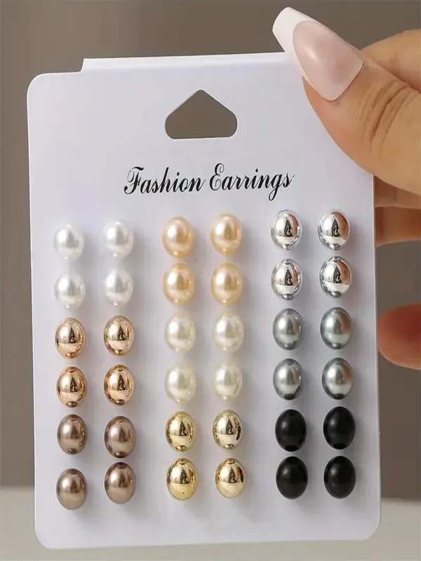 Solid Color Faux Pearl Decorated Stud Earrings, Casual Elegant Jewelry for Women, Fashion Ear Jewelry for Party, Daily Clothing Decor, Trendy All-match & Exquisite Jewelry for Gift 0