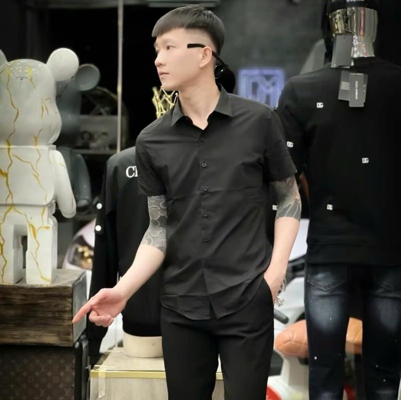 Áo sơ mi nam đen tay ngắn , chất cotton xịn , mặc thoải mái , dễ phối đồ , phong cách sang trọng TN LUXURY Menswear Có Cổ