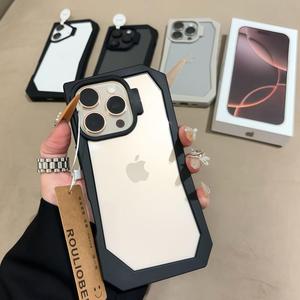 Ốp Điện Thoại Khung Bất Đối Xứng Tương Thích Với iPhone 16 Pro Max, iPhone 15, iPhone 14, iPhone 13, Thẩm Mỹ Cao, Chất Liệu Trong Suốt, Thích Hợp Cho Nam Giới, T3B01-02