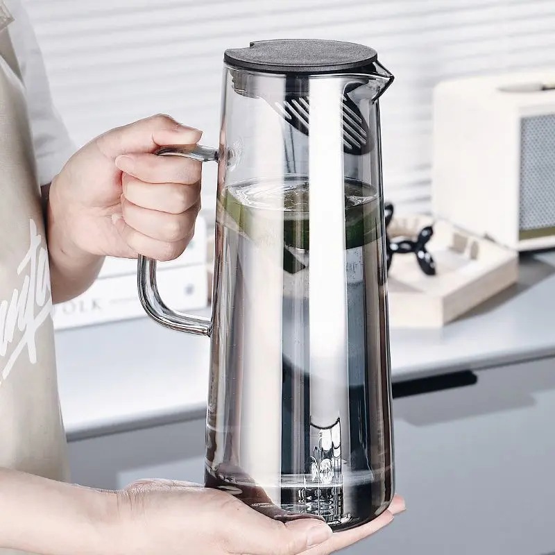 Bình Nước Lạnh Chống Chiên, Ưa Nhìn, Bình Lọc Nước Thủy Tinh Chịu Nhiệt Độ Cao, Dung Tích Lớn, Thích Hợp Sử Dụng Tại Nhà, Phong Cách Bắc Âu, Đồ Dùng Uống Nước, Ấm Trà Đơn Đơn Giản