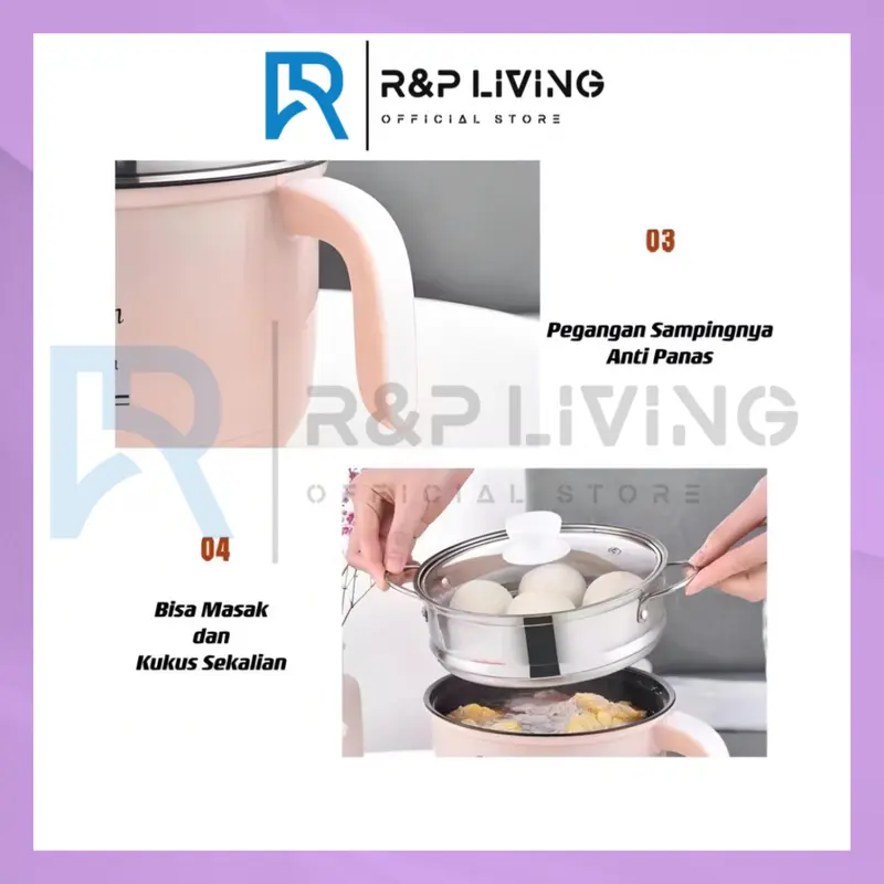 [R&P] 1.8L Panci anti lengket pengukus elektrik bebas teflon serbaguna 6