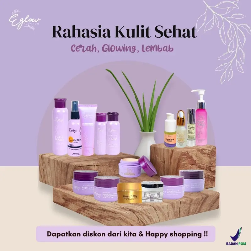 Eglow platinum paket wajah paket whitening  paket acne / paket ultimate bpom 6