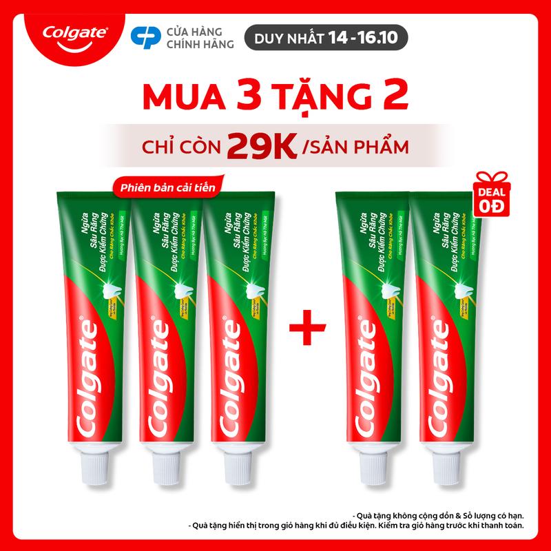 [Duy nhất 14-16.10] Bộ 3 Kem đánh răng Colgate hỗ trợ ngừa sâu răng răng chắc khỏe 225g/tuýp