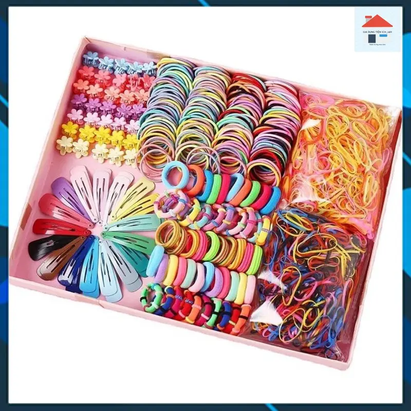 Hộp kẹp tóc 780 món cho bé ( Quà 1-6 cho bé gái )SET 780 CHI TIẾT CỘT KẸP TÓC CHO BÉ-dây buộc tóc bé gái-kẹp tóc bé gái 4