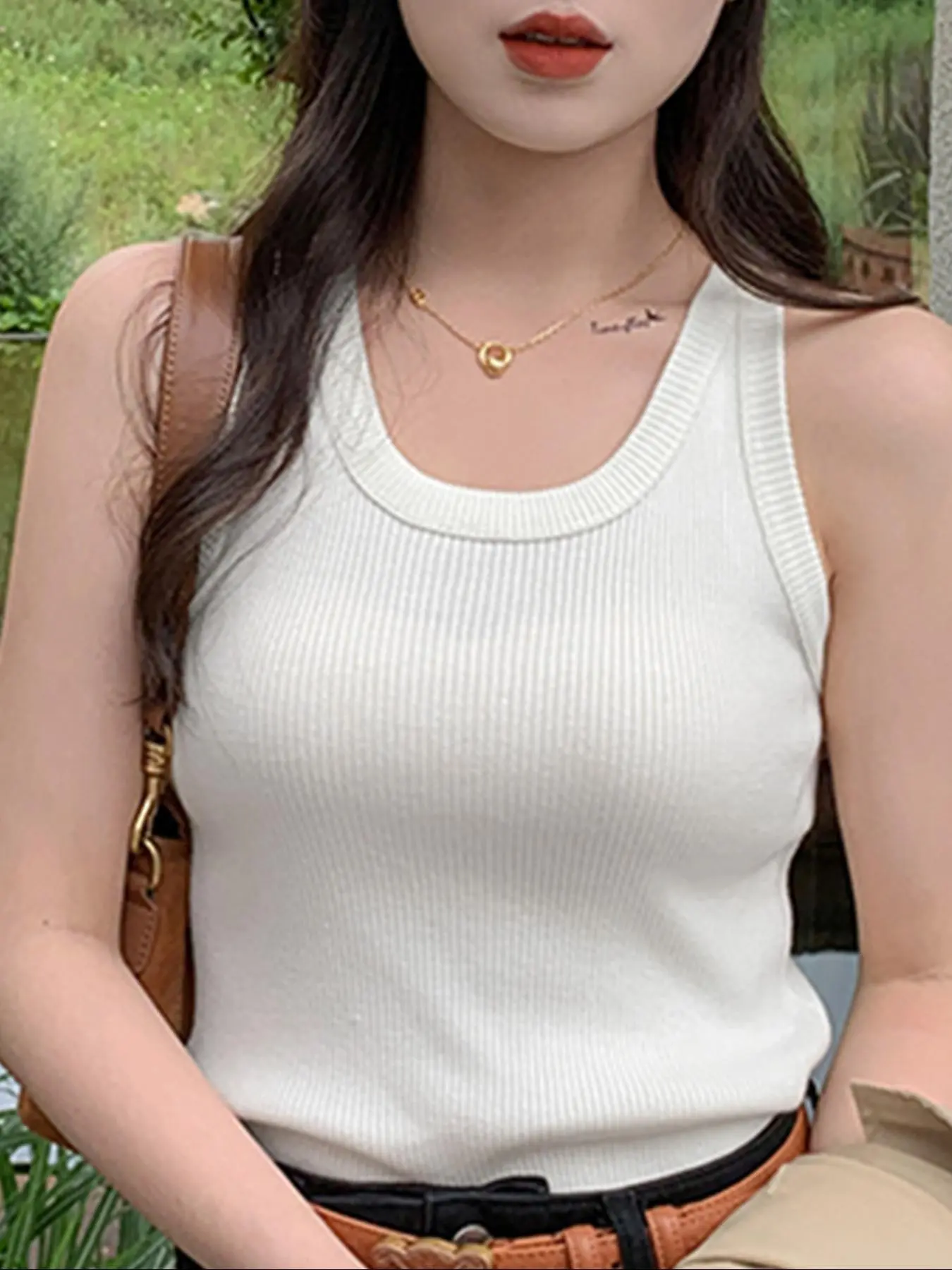 Women's Plain Ribbed Tank Top, Casual Sleeveless Top for Summer, Ladies Clothes for Daily Wear