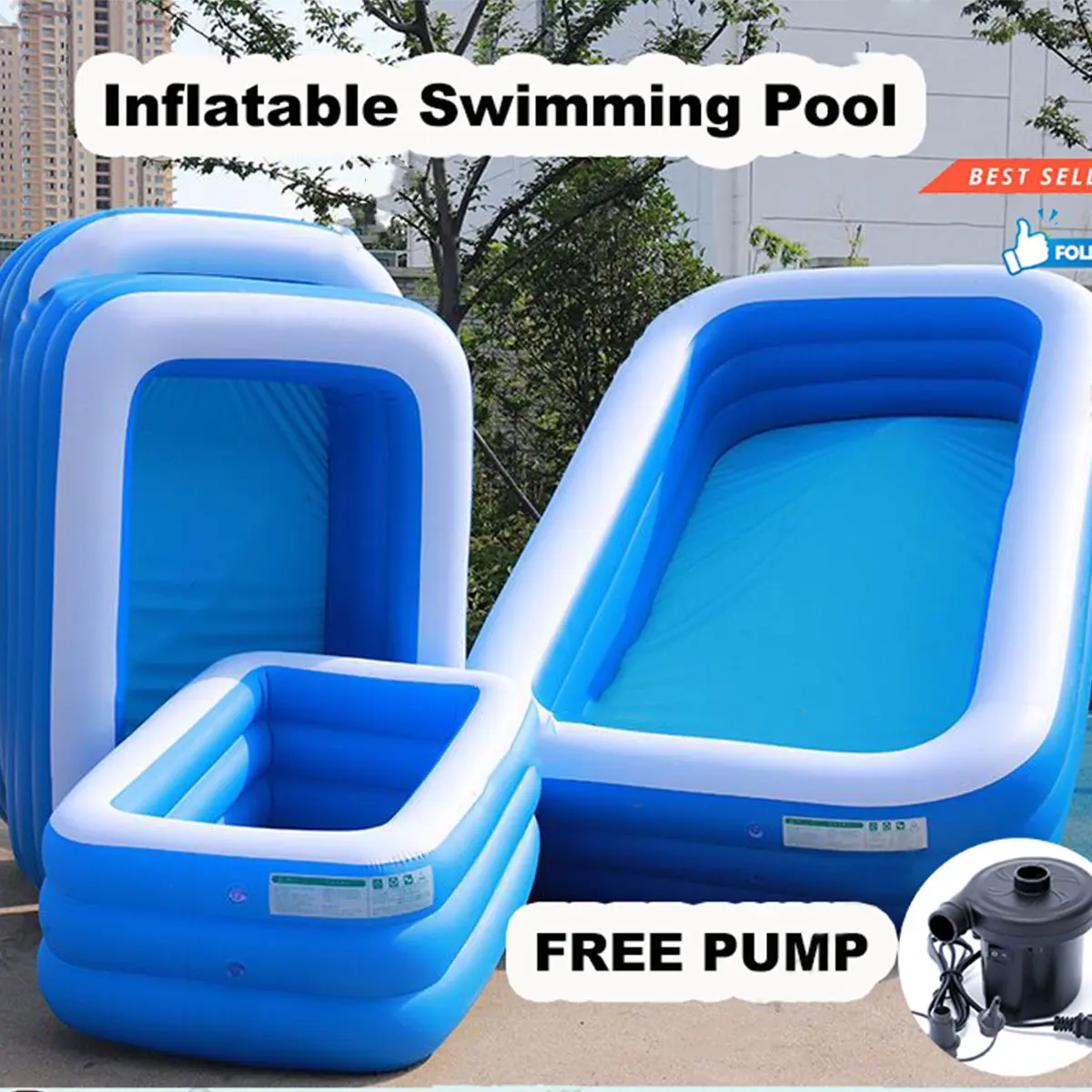 Inflatable Swimming Pool For Kids Adlut  Air Pump Family Size outdoor Swimming Thickened Water Toys Cod