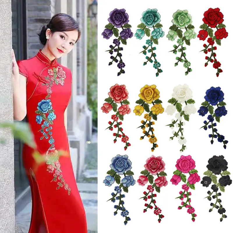 Hoa Dây Dài Thêu, Đầy Màu Sắc, Kỹ Thuật May Vá, Sắt Trên Vá, Thêu, Quần Áo Tự Làm, 305873, 1 Miếng 0