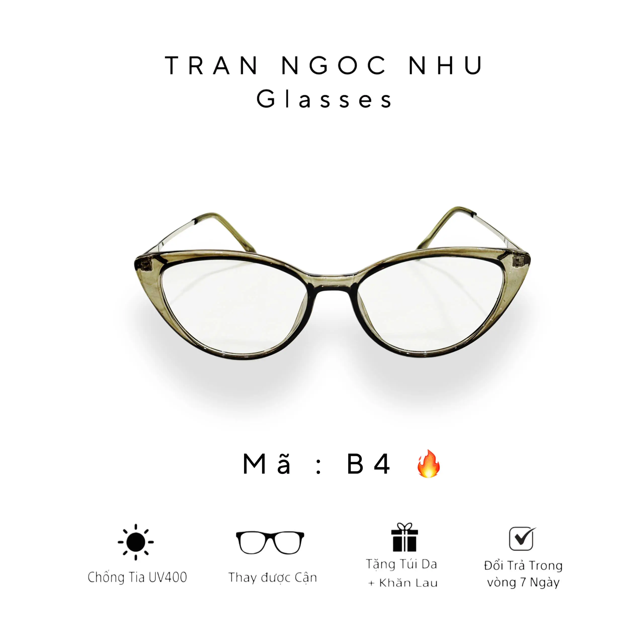 MÃ B4 Mắt kính thời trang dành cho nam nữ