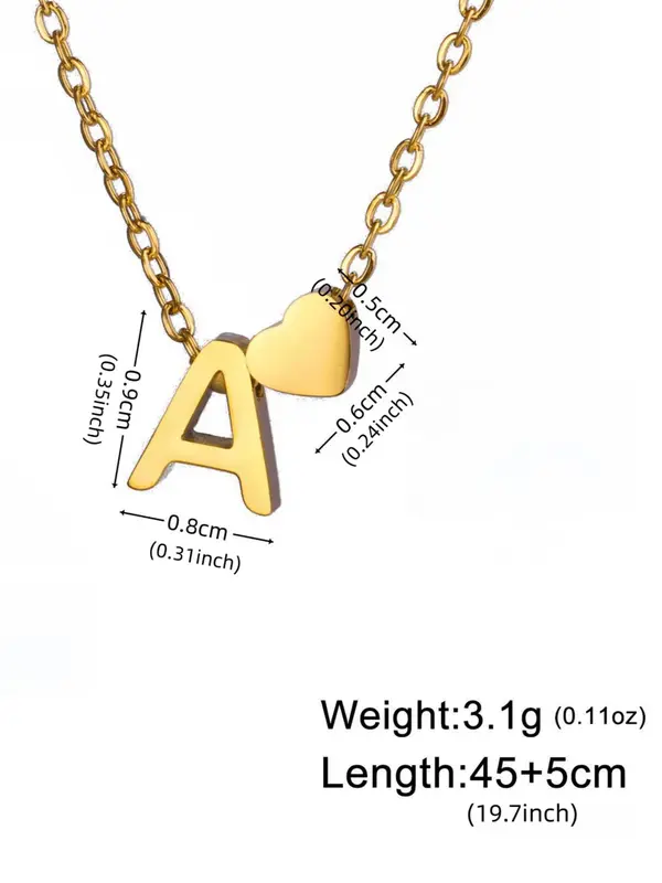Fashion Letter & Heart Necklace As Gift Ideas, Stainless Steel Dainty Matching Necklace for Women, 2024 Newfashion All-match Vintage Jewelry for Girlfriend, Valentine's Day, Gift handmade  necklace 5