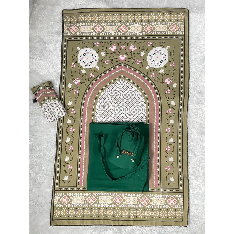 Full Set Mukena + Sajadah Jamila Dewasa Travel Series Katun Polos Renda Arbifa  Muslim 1