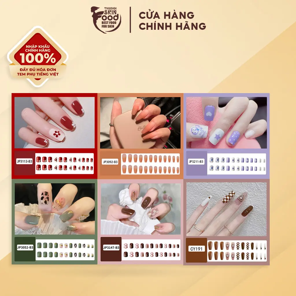 [NHẬP KHẨU] Hộp 24 Móng Tay Giả Siêu Bền Nhiều Họa Tiết Xinh Xắn TOOLA Nail Box (Kèm Keo, Dán Móng Tiện Dụng)