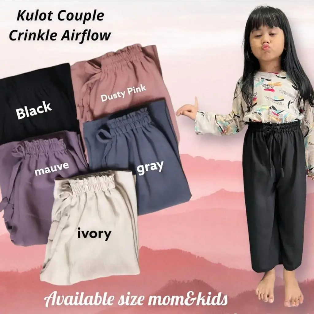 Celana Kulot Cringkle Anak 4-15 tahun// Kulot anak crinkle airflow// Celana anak perempuan tanggung