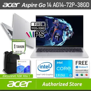 ACER Aspire GO 14 AG14-72P-38GD Intel Core i3 1315U 8/512GB SSD Windows 11 OHS M365B 14" inch WUXGA IPS Light Silver