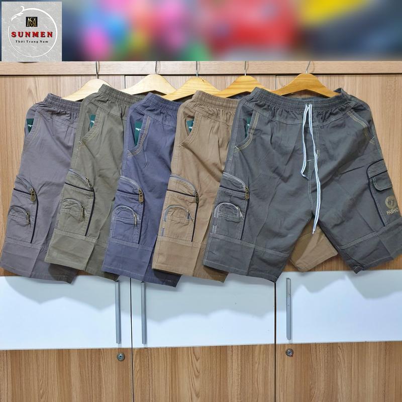 [HCM] Quần Short Nam Kaki Lụa Nai Túi Hộp Lưng Thun Co Giãn From Rộng Thoải Mái Có Túi Khóa Kéo SUNMEN Size Từ 28 - 38 Menswear Quần Lửng quần  short quần  short