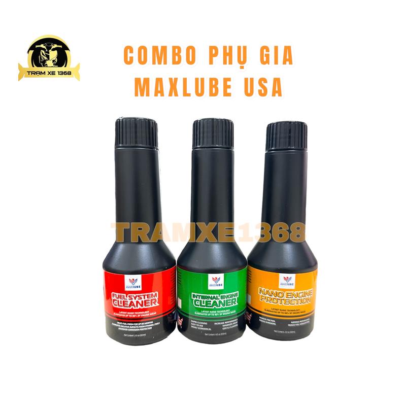 Combo 3 Chai Phụ Gia MAXLUBE USA Súc Động Cơ + Nano Nhớt + Vệ Sinh Buồng Đốt