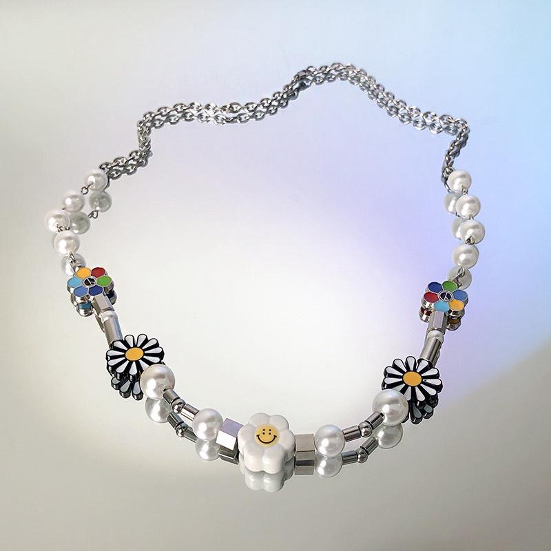  Dây chuyền hoa cúc mặt cười Titan Chain Vòng Cổ Trang Sức Jewelry 