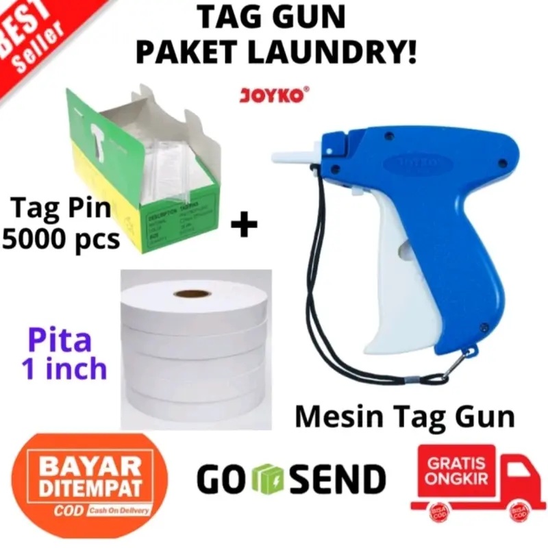 Tag Gun Laundry Joyko Pita Komplit + Tag Pin & Pita Laundry 0,5 Inch dan 1 Inch 4