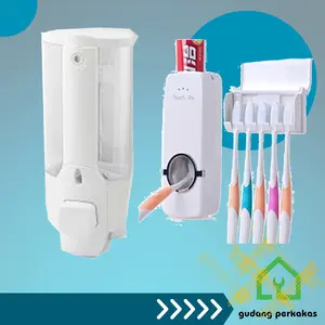 Touch Me - Paket Dispenser Odol dan Dispenser Sabun dengan Tempat Sikat Gigi