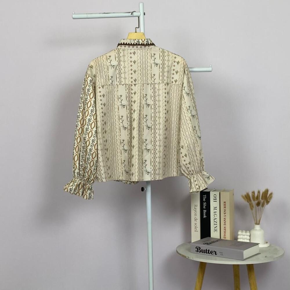 [ready stock]Asaya Atasan Kemeja Pakaian Wanita Motif Bergaris Mode Korea Terbaru