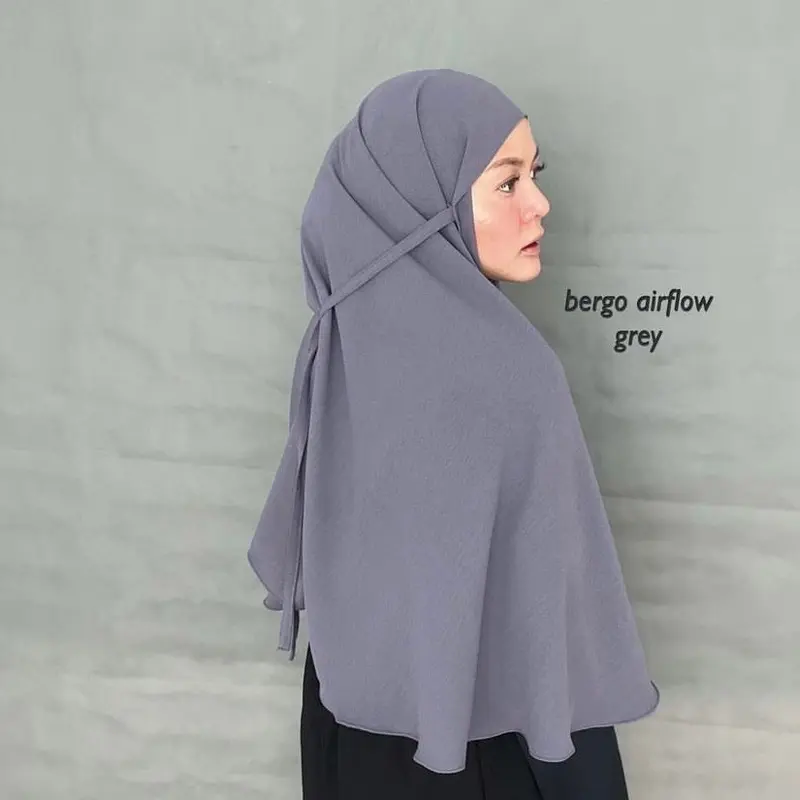 Bergo Crinkle Size L Airflow - Hijab Simple dan Cantik - Jilbab Instan Muslim Standar Nyaman Panjang Wanita 3