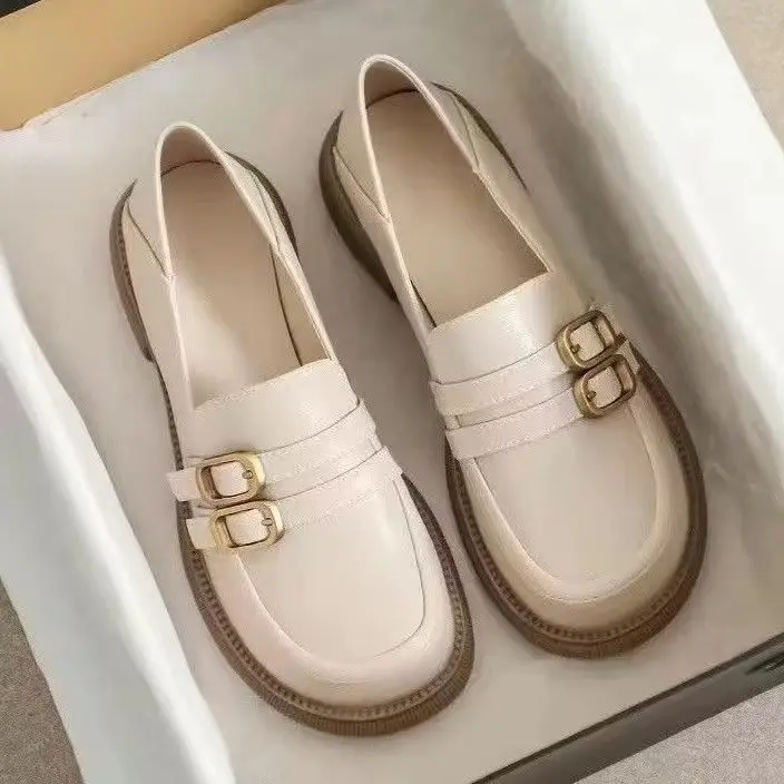 35-43 Size Large Women's Shoes College Style Soft Sole Slip-On Buckle Loafers 41 Summer Dress Shoes