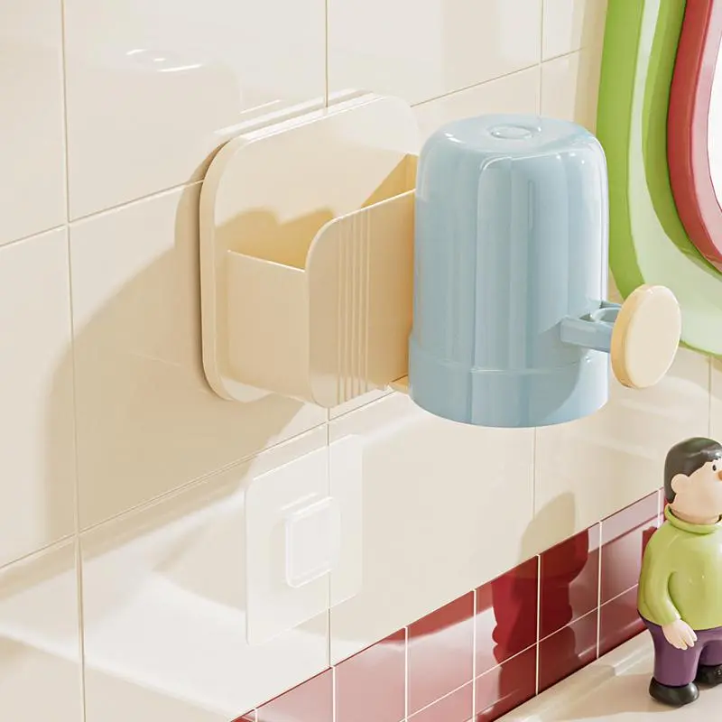 Wall Mounted Toothbrush Holder, 1 Count  Punch Free Toothbrush Storage Rack, Bathroom Storage Rack, Toothbrush Holder for Bathroom 4