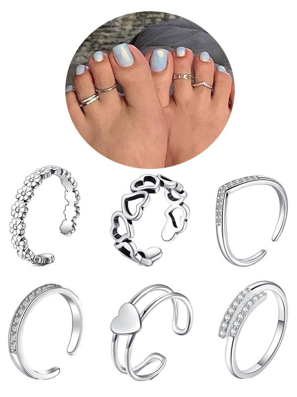 Women's Rhinestone Decorated Toe Rings (6pcs), Adjustable Open - TikTok ...
