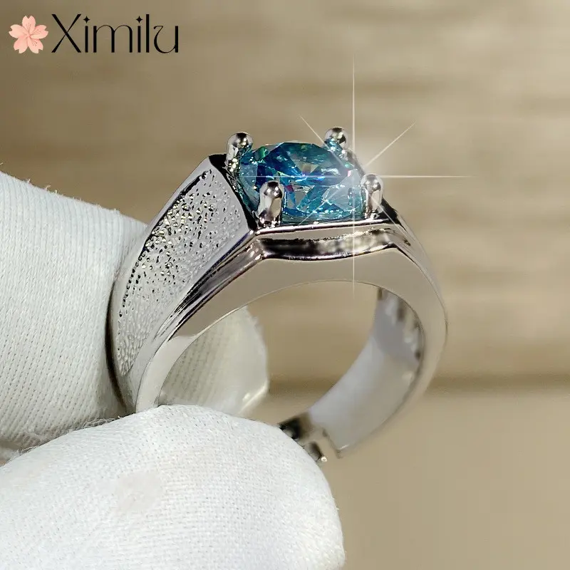 XIMILU-Nhẫn độc đoán độc đáo dành cho nam giới, đồ trang sức sáng bóng mờ, Xanh Biển Xanh Lá dành cho phụ nữ, thời trang Hàn Quốc, Cặp đôi, nhẫn tinh khiết dành cho nam giới, quà tặng Valentine dễ thương cho bạn gái 0