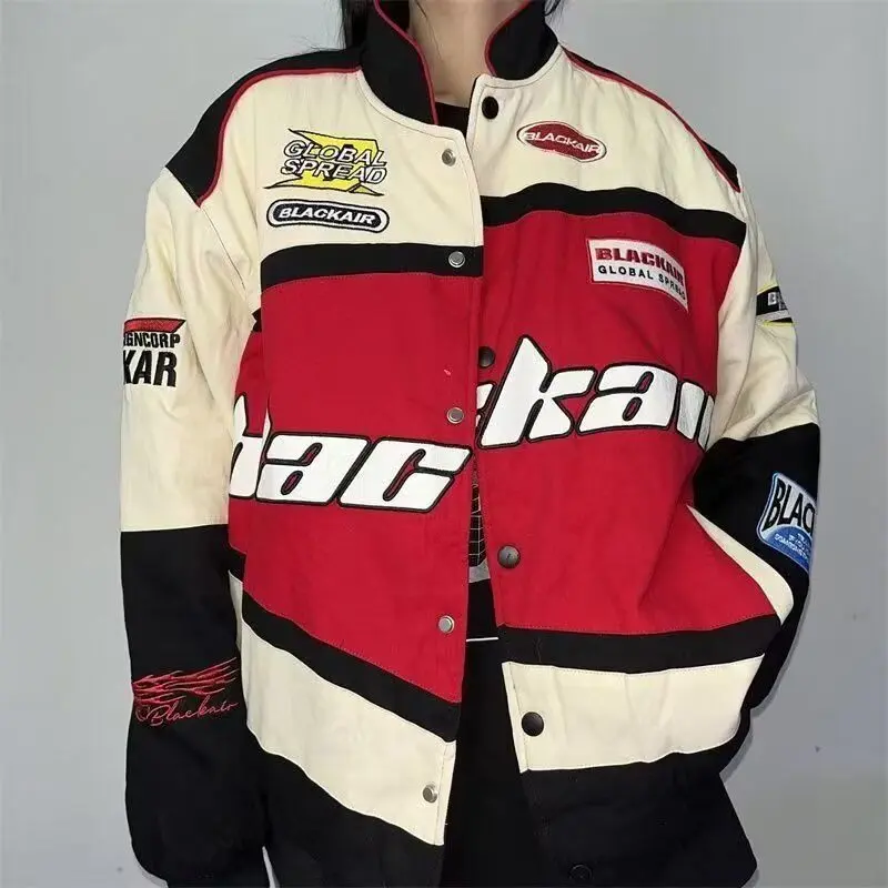 Original American Retro Racing Suit Coat Men's and Women's European and American Ins Fashion Brand Fried Street Motorcycle Jacket Baseball Uniform Autumn and Winter