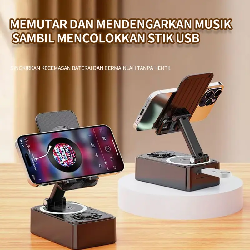 Dudukan ponsel power bank speaker tiga dalam satu dudukan tablet desktop malas multifungsi yang dapat dilipat dan berputar 7