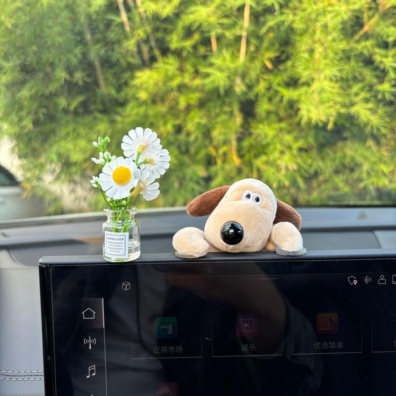 Product Introduction of Plush Puppy Car Screen Ornament Puppy Car Dashboard Decoration Interior Accessories Plush Doll 5