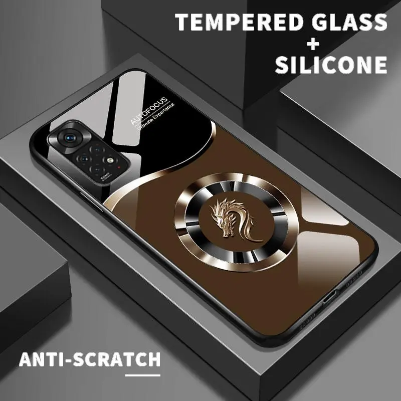 Hard Case Glass Kaca For Redmi Note 11 4G Note 11 SE 4G Note 11S Note 11SE 5G Note 12 4G Note 12 5G Note 12 Pro 5G Note 13 Note 13 Pro 13 Pro Plus Case Cool Loong Silicon Casing Hp Ponsel Silikon