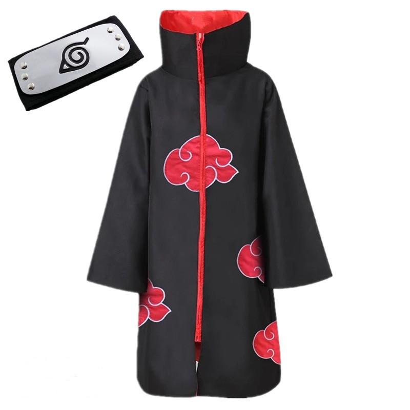 Áo khoác Akatsuki - Cosplay Uchiha Itachi trong Naruto kèm băng đeo trán nhẫn và vòng cổ hóa trang cho trẻ em, người lớn 2